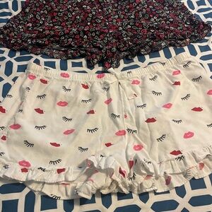 LOFT White Shorts with Red and Blue Print